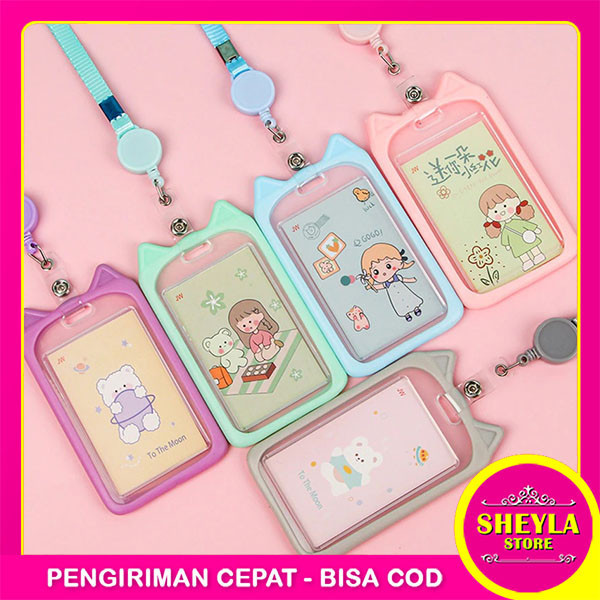 

Holder Name Tag Lanyard Id Card Karakter Kucing Lucu / Tali Gantungan Kartu Akses MRT Busway E-Money Flazz BRIzi Motif Cute Warna Pastel Lanyart Card Holder / TS-30