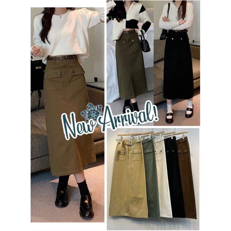 Rok Panjang Wanita Kekinian Outfit Casual Fashion Jeans Colorfull Import Bkk Murah Keren Premium