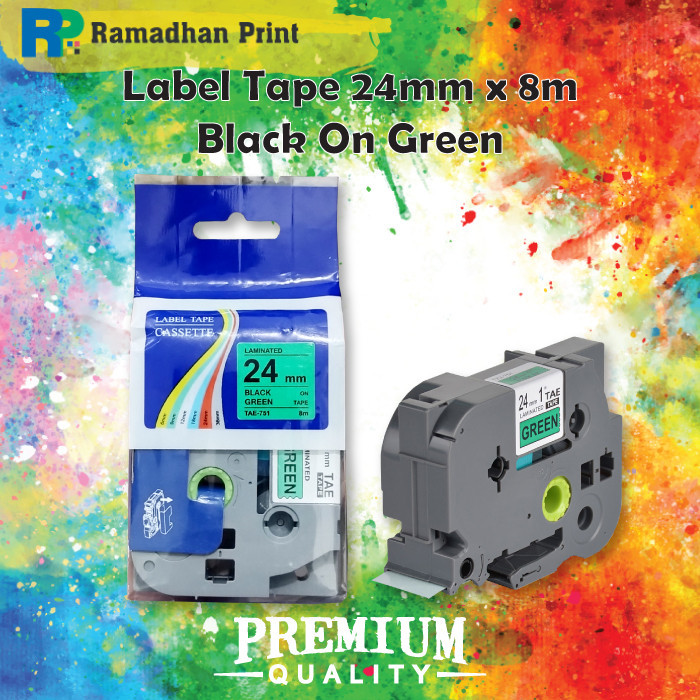 

Label Tape Laminated TZE-751 24mm X 8m Black On Green Compatible