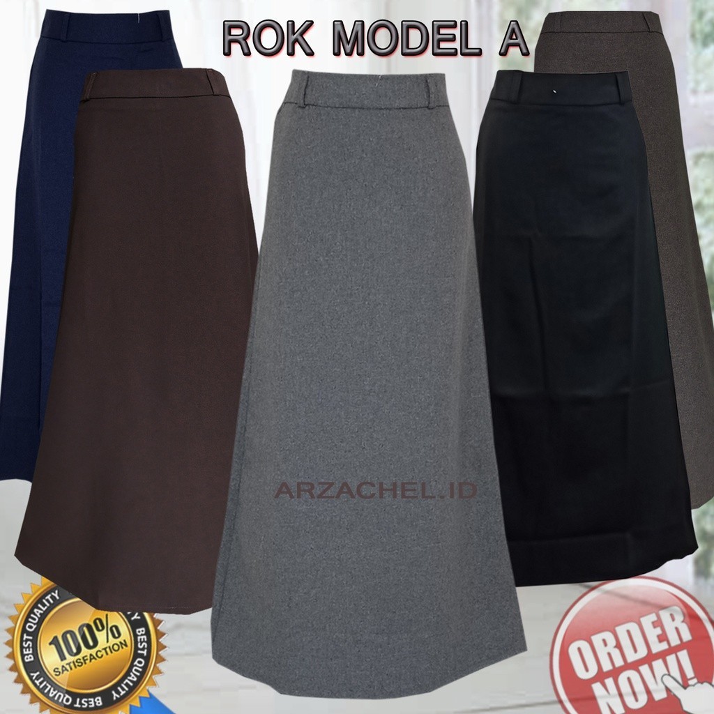 Rok A Line Panjang Polos Formal Kerja Kantor / Rok Kerja Panjang Hitam A Bahan Formal Kantor / Rok A