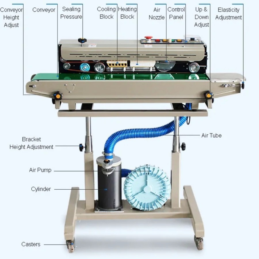 CONTINUOUS SEALER GOMESIN DBF 1000G MESIN SEGEL PLASTIK ISI ANGIN