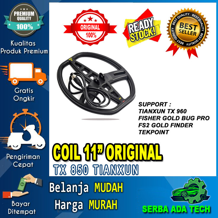 Original Coil Tianxun TX-850 Koil Pencarian 8.3X11'' TX850 TX 850 Detektor Logam Bawah Tanah Pencari