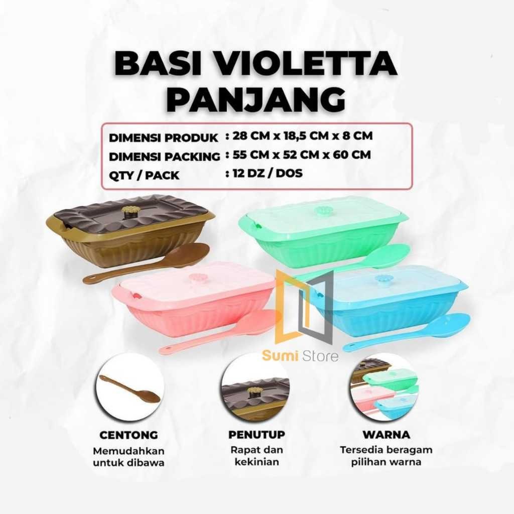 [3 & 6 pcs] BASI VIOLETTA SEGI PANJANG / BASI PRASMANAN SEGI PANJANG/ BASI PRASMANAN PLASTIK