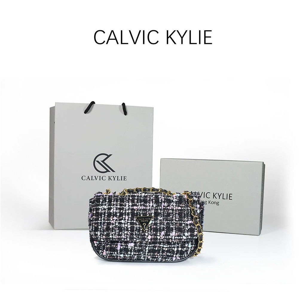 Original CALVIC KYLIE Tas Wanita Tas Calvic Kylie Tas Tweed  Rajut  Kskinian Tas Selempang Sling Bag