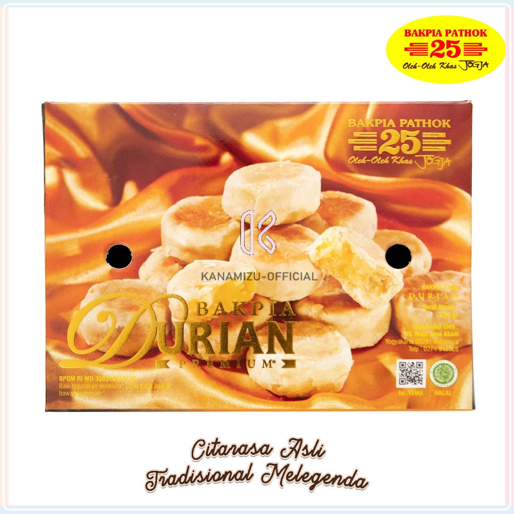 

Bakpia Pathok 25 Premium Original Rasa Durian Pia Basah Fresh Isi 15 Pcs Oleh-Oleh Khas Jogja Kemasan Vacuum