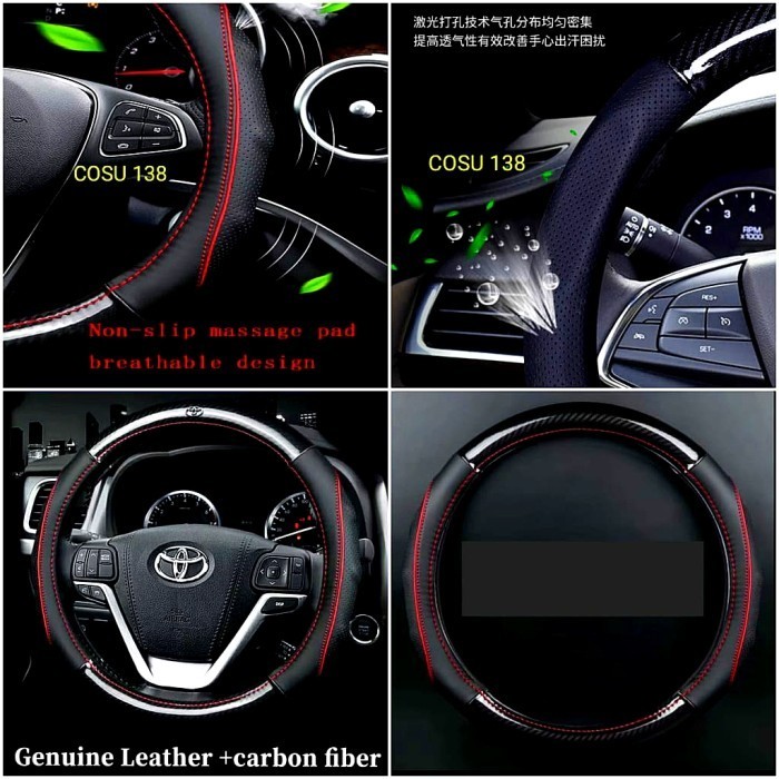 ✨BISA COD✨ -Sarung Cover Stir Carbon RS Sport Kulit Hrv Brio Brv Jazz Mobilio dll - Hitam