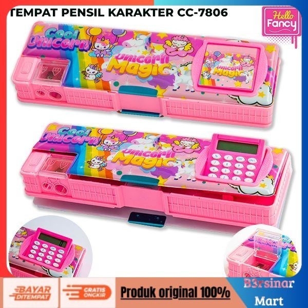 

[BAYAR DI TEMPAT] PROMO Tempat Pensil Magnet Karakter + Kalkulator / Kotak Pensil CC7806 Unicorn COD
