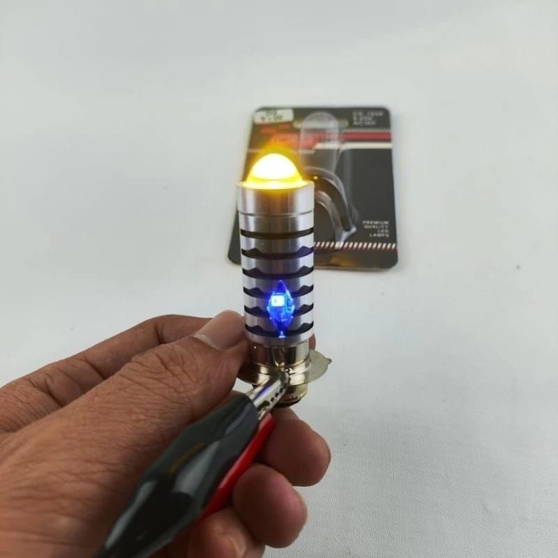 [ FURMOTOR ] Lampu Led H6 Laser 2 Warna Dekat Putih Jauh Kuning 12v Motor Bebek Matic AC DC D2 D3 Super Terang Bright senja biru HILOW high low Hilo dual color white yellow Lampu depan utama bola bohlam Vario Beat Scoopy spin Mio Spacy spin Supra x 125