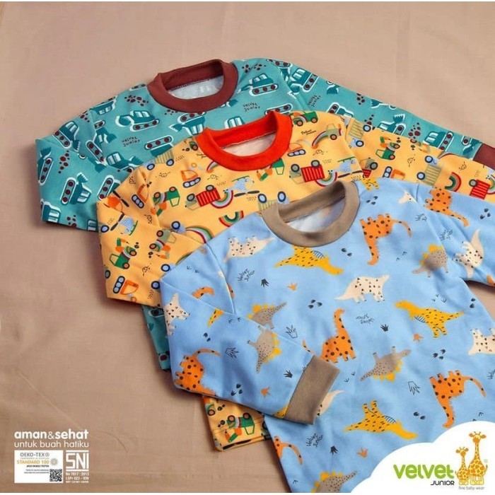 Terlaris ✨ -Velvet Junior Piyama Baju Tidur Anak Laki-Laki Big 2 3 4 5 6 7 8 9 10 - 2 tahun