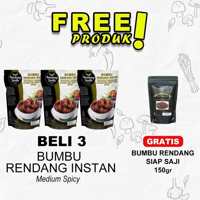 

Bumbu Instan- PAKET 3 PCS BUMBU RENDANG INSTAN MEDIUM SPICY (pedas sedang)