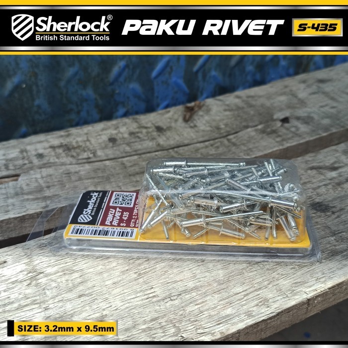 Paku Rivet Sherlock S - 435 size 3,2 mm x 9,5 mm (isi +/- 75 pcs)