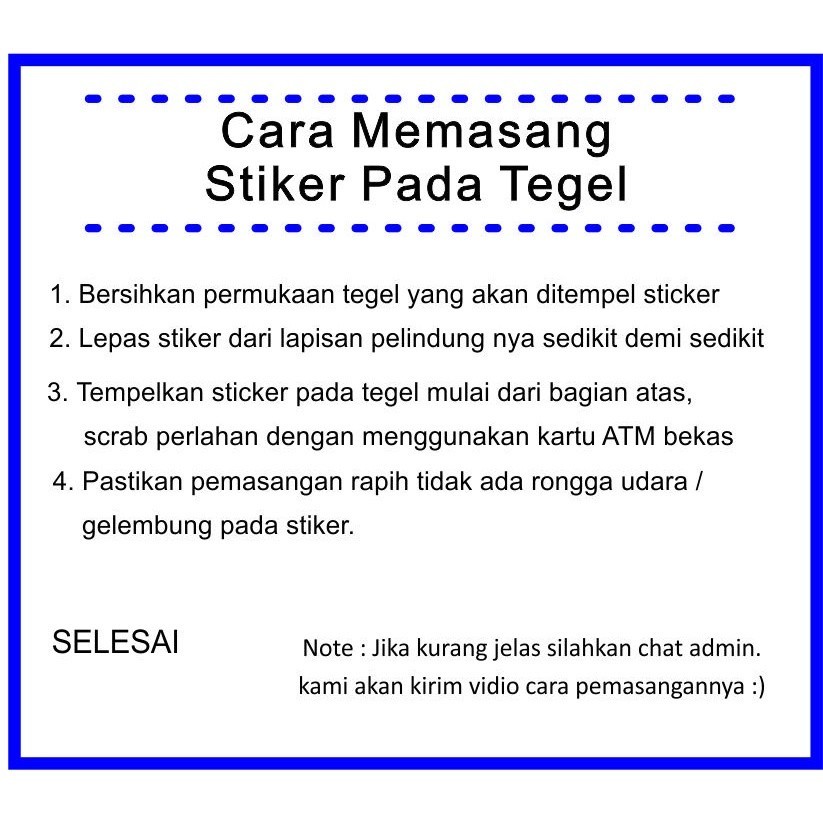 STIKER TEGEL / STIKER LANTAI / KERAMIK UKURAN 90x60 BARIS 4