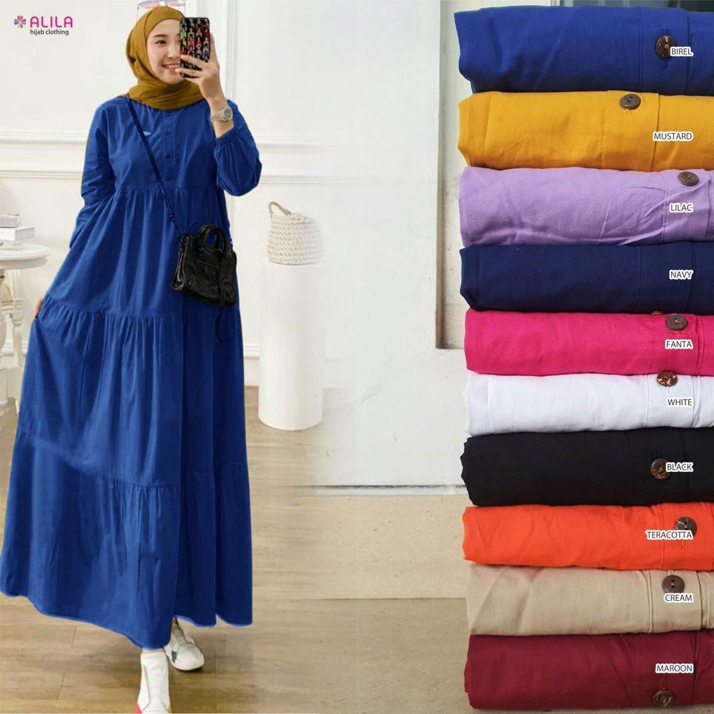 Kirania Gamis Midi Dress Wanita Fashion Terbaru Bahan Rayon Premium Promo Idul Adha