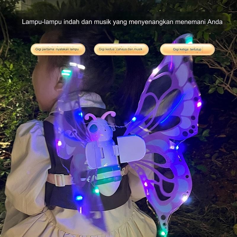 Mainan Gerak Bercahaya Anak Perempuan, Dekorasi Belakang Sayap Malaikat Elektrik Efek Suara Warna-wa
