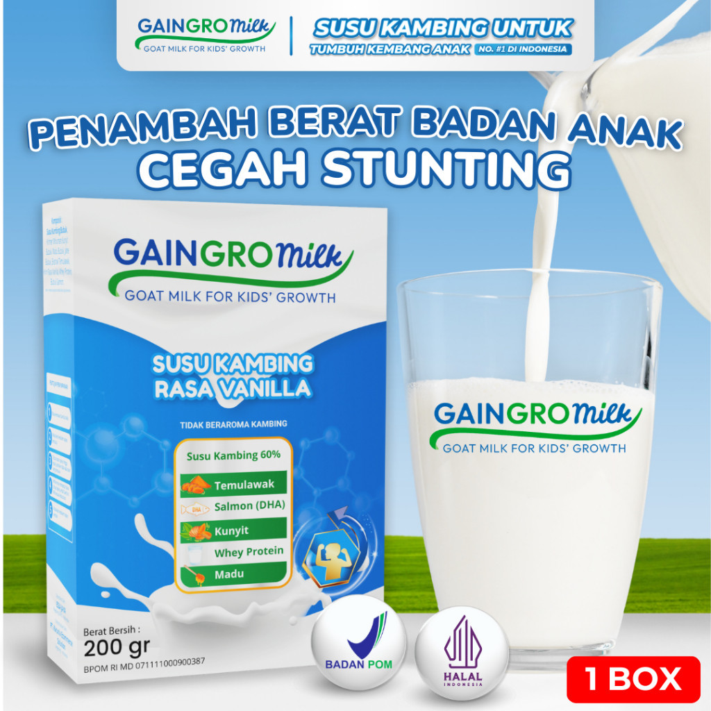 

SUSU KAMBING RASA VANILLA Membantu Meningkatkan Kecerdasan Anak - GainGro Milk Indonesia