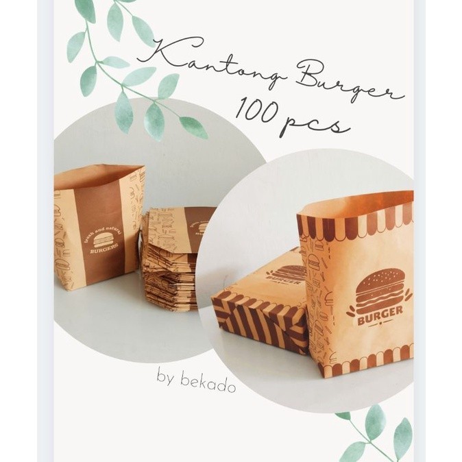 PROMO KUALITAS Bungkus kantong kemasan burger kertas cokelat 100pcs GRATIS ONGKIR