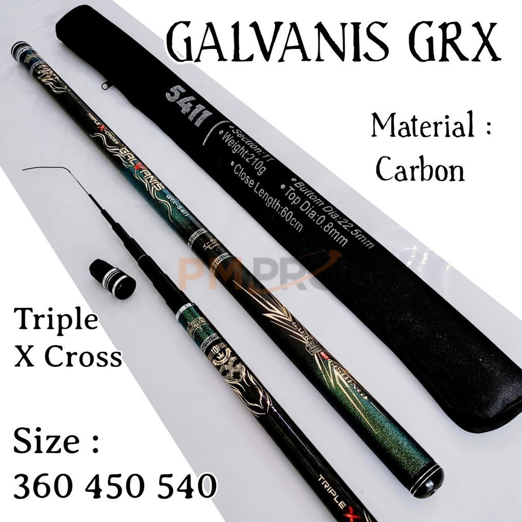 Iguruai Galvanis Grx 450 540 Joran Tegek Ruas Panjang Bahan Carbon Triple X-Cross Joran Pacing Tegeg