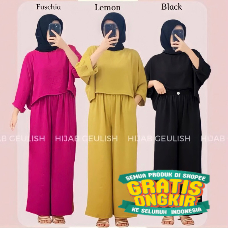 set crop wanita oversize/setelan wanita jumbo/set terbaru ld120cm-ld140cm/ Menyala