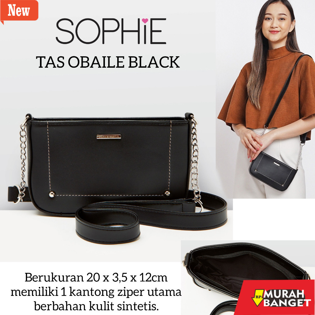 Selempang Wanita Kekinian TAS OBAILE BLACK SOPHIE MARTIN PARIS PROMO TAS SELEMPANG RANTAI HITAM WANI