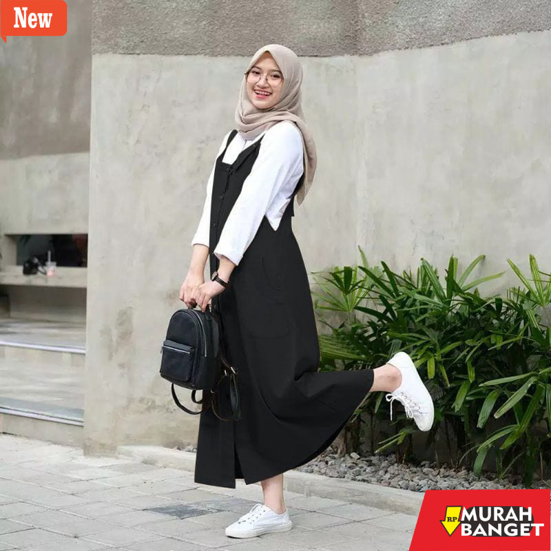 Hoodie wanita shopee Maggie overall Rok panjang wanita Rok panjnag fashion muslim Overall panjang wa
