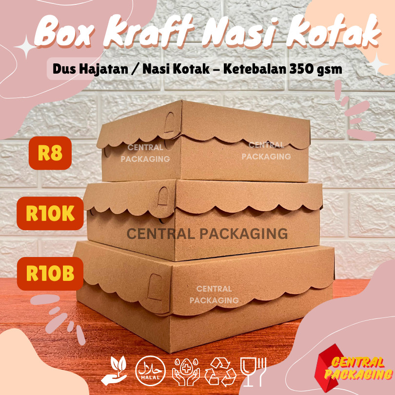 

[ECER] Dus Kraft Nasi Kotak Katering R8 R10K R10B Tanpa Laminasi 350gsm / Rice Box Kraft / Kardus Nasi Kotak