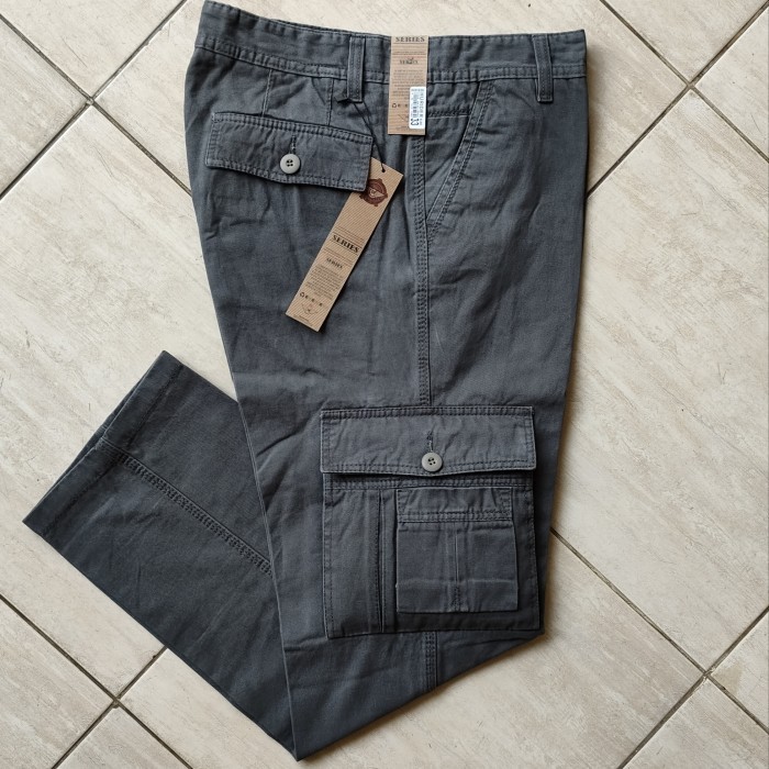Celana Panjang jeans pria Cargo/Gunung/kantong samping - Hitam, 33
