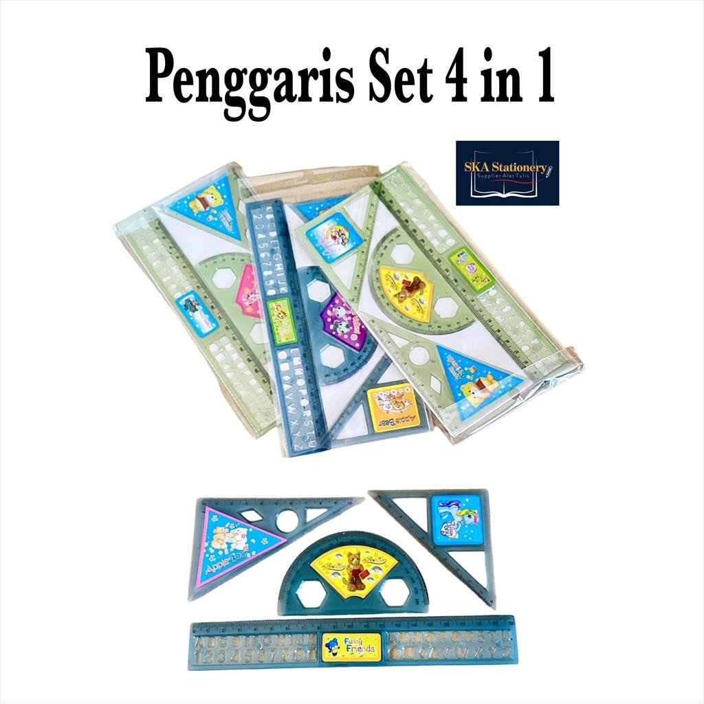 

Penggaris Set Plastik 4in1 isi 4 pcs (Pak Kecil)