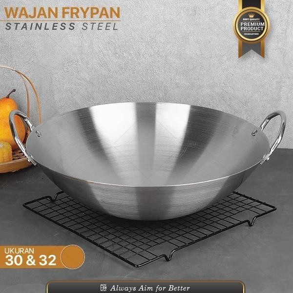 Wajan Fry Pan Kuali Penggorengan 30CM 32CM Stainless Steel