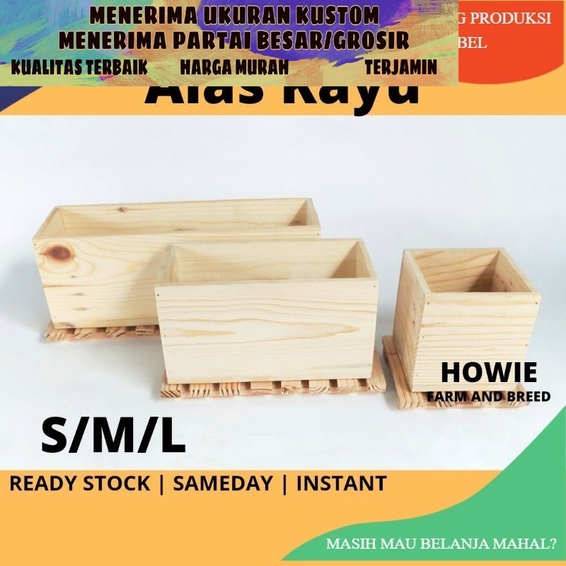 Kotak Kayu Alas Tatakan Kayu Pot Panjang Kaktus Sukulen