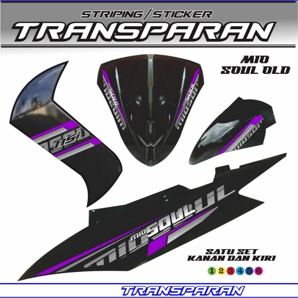 POLET MOTOR STRIPPING MIO SOUL TRANSPARAN UV CLEAR SIMPEL YAMAHA MIO SOUL KARBU VIETNAM