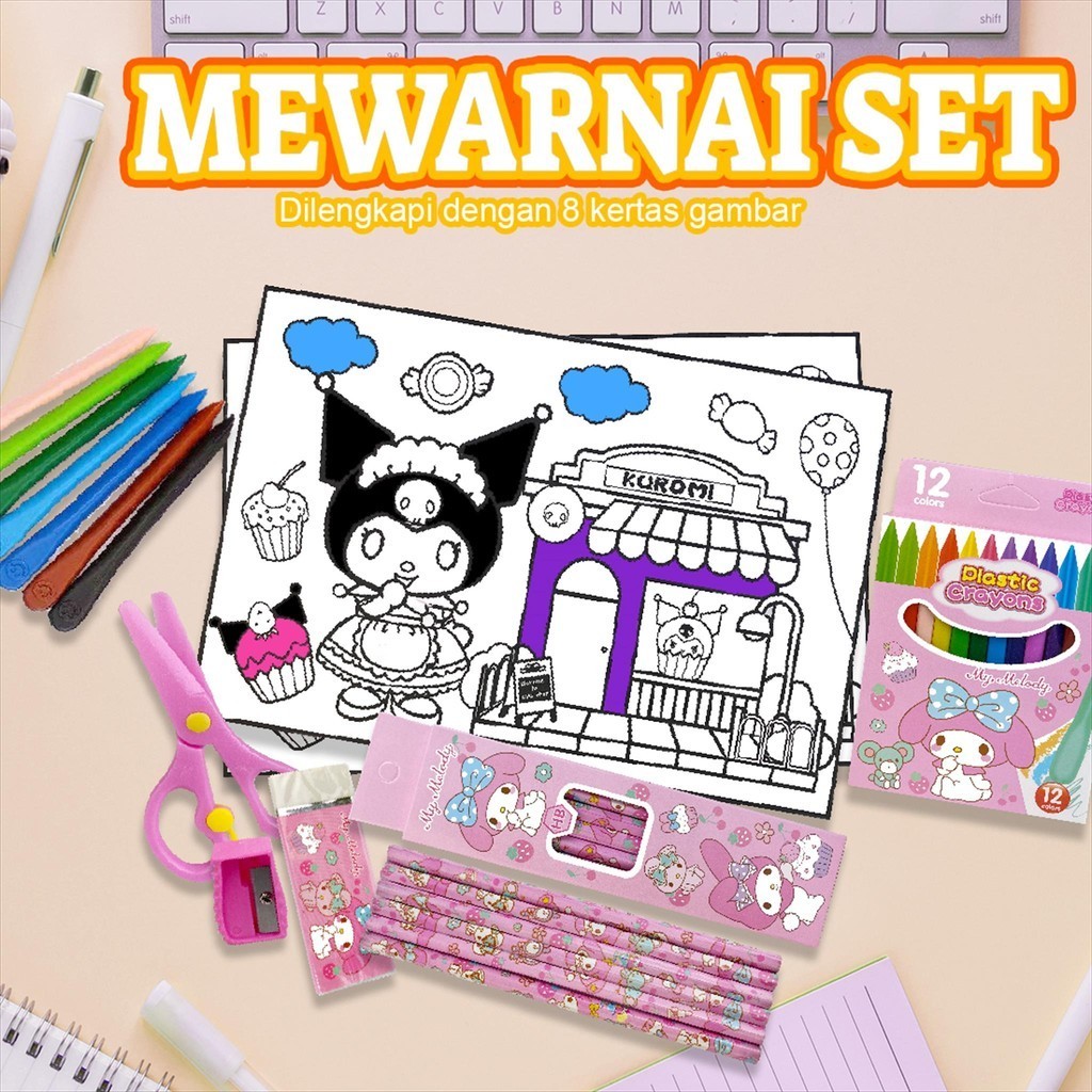 

Alat Mewarnai Anak Set/ Plastic Crayon Lengkap/ Alat Tulis Kertas Mewarnai Anak Lengkap 8857B