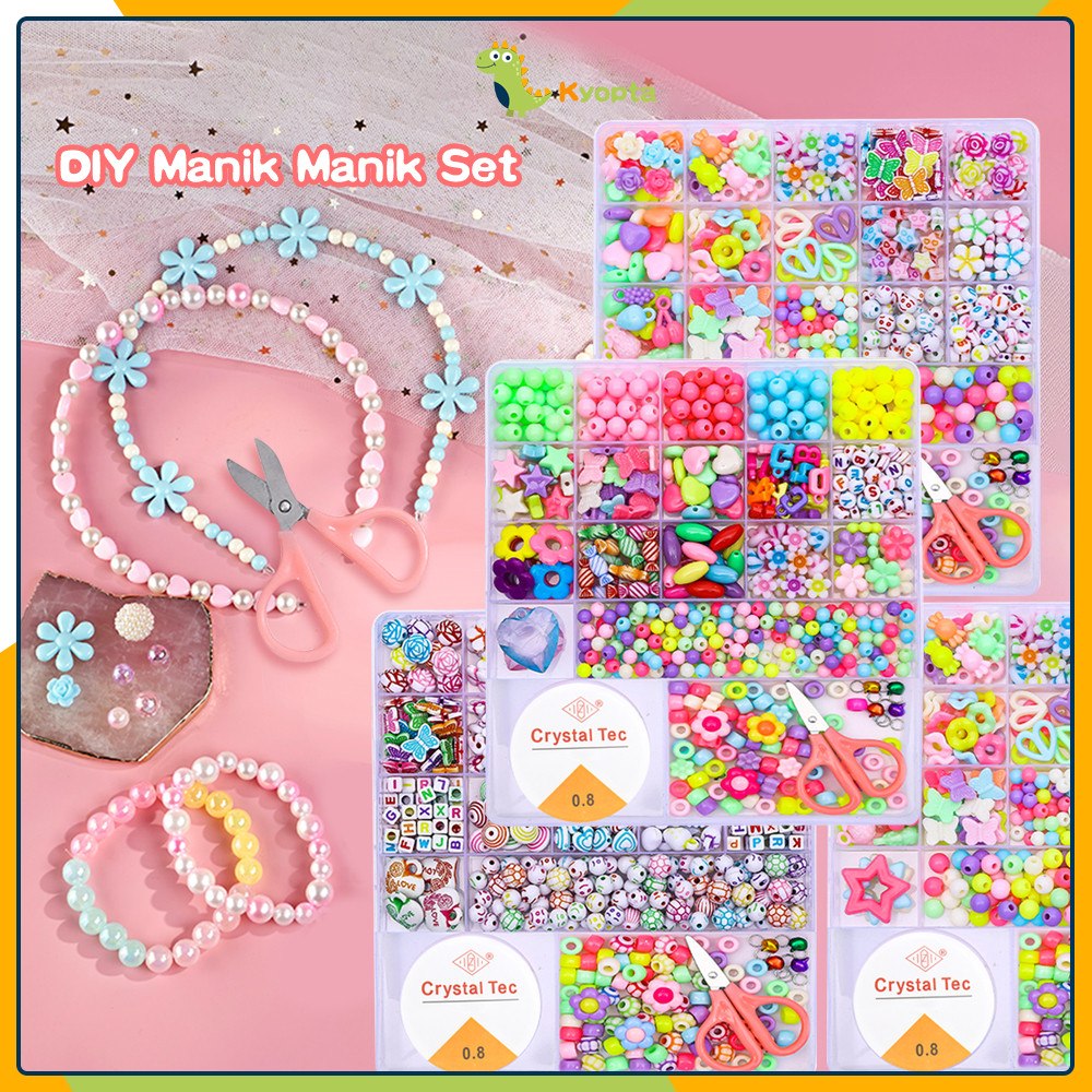 Kyopta Diy Manik Manik Gelang Set Kotak Dan Tali Mainan Edukasi Kreatifitas Anak Meroncegelang  Mani