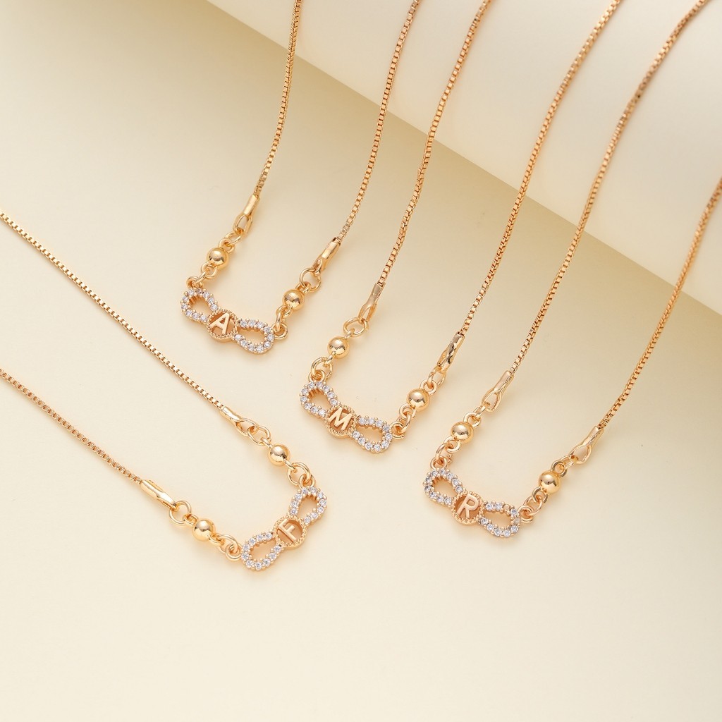 Lavish Jewelry 494N Kalung Titanium Huruf Muda Emas Wanita Anti Karat Asli Panjang