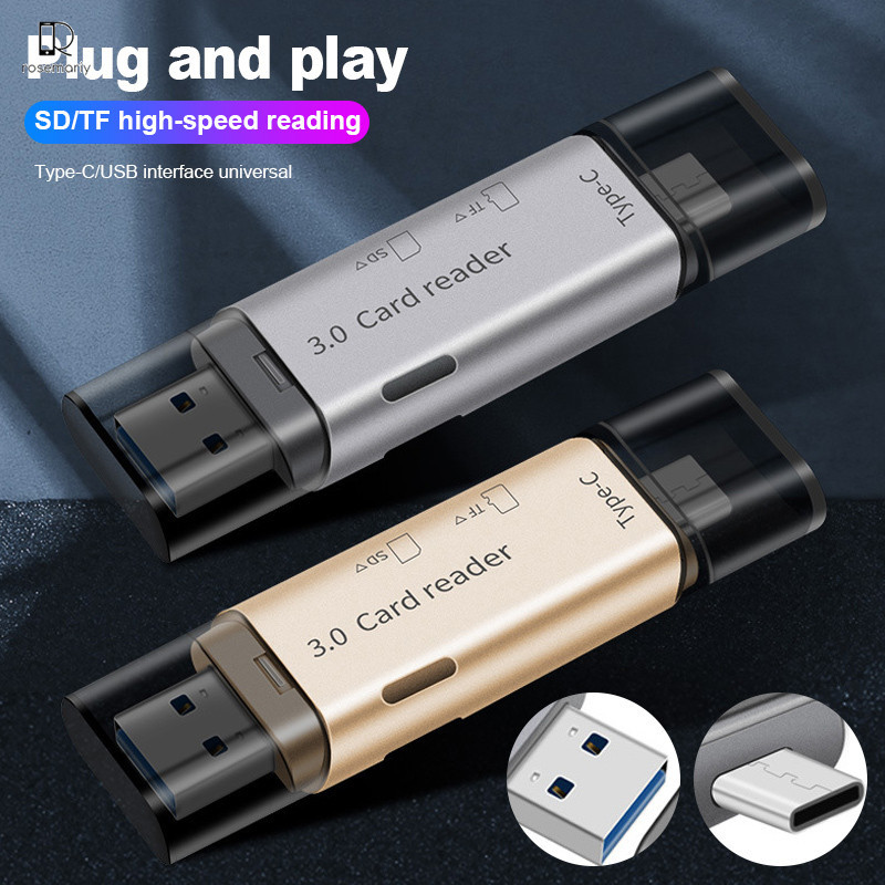 4 in 1 Card Reader High-Speed Smart 3.0 Metal Type C / Micro USB / SD Card / TF Memory Card Read OTG