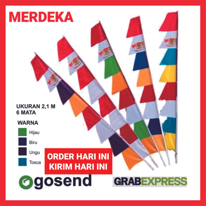 Bendera Umbul Umbul 2,8 meter warna warni sablon Garuda 8 mata