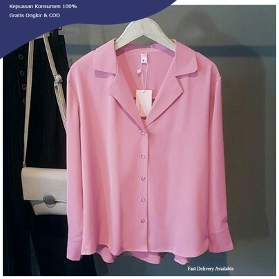 Pakaian Emmy pink RO blouse wanita twiscont pink Fashion Terbaru