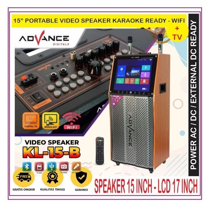 Speaker Portable 15 Inch LCD 17 Inch Karaoke Ready 2 Mic - Advance 15