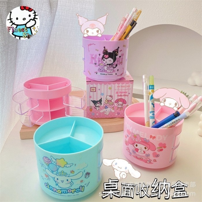 

Laci Susun Sanrio Cinamo Kuromi Pen Holder Rak Kotak Organizer Mini - Laci Bulat, Pink Melody