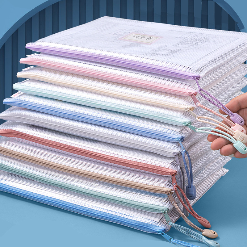 

Zipper Mesh Bags A4/A5 Plastic Zipper Bags For Organizing Zipper Mesh Bags Waterproof Clear Travel Bags Office Supplies Document