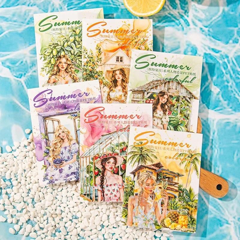 

Mr. Paper, 4 Styles, 20 Sheets Each, Fruit Characters Aquascape PET Sticker Pack Colorful Summer Garden Girl Stickers Decoration
