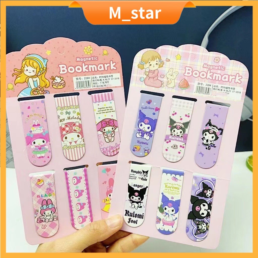 

(Isi 6) Termurah Pembatas Buku Magnet / Stiker Magnet Bookmark Penanda Buku Karakter Sanrio Kuromi