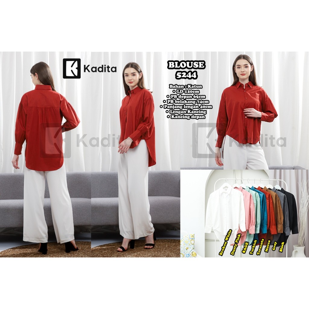 Kemeja Wanita Katun Premium Atasan Wanita Cewek Muslim Dewasa Baju Atasan Blouse Kekinian Korea Styl