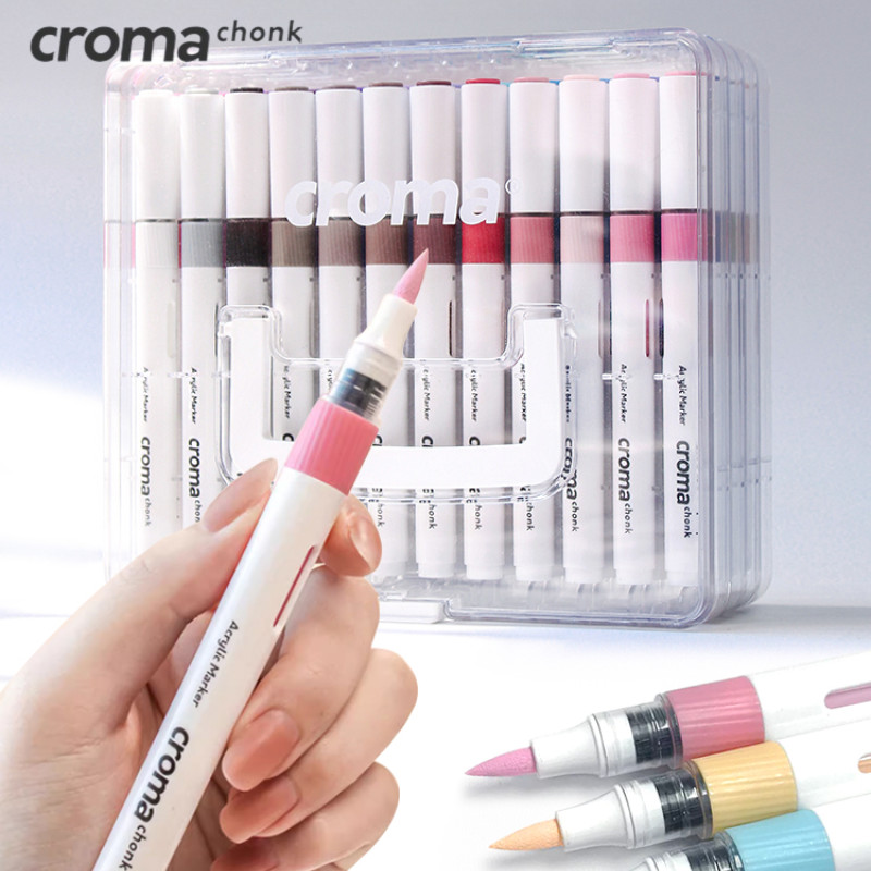 

Croma 72 Colors Acrylic Paint Marker Brush Tip Pens Waterproof Alcohol-proof for Stone Ceramic Wood Fabric Art Markers Pens