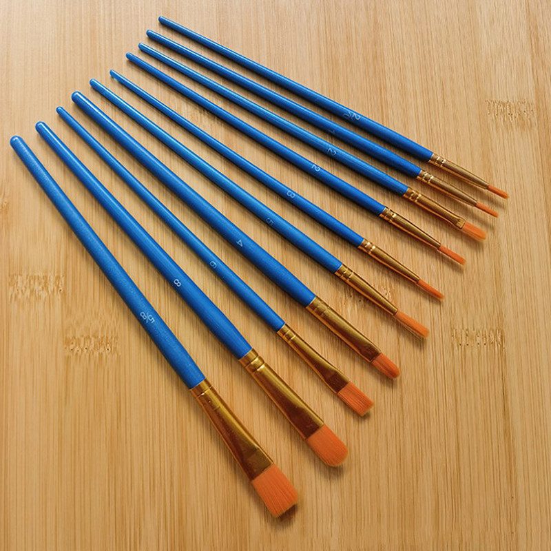 

10pc Paint Brushe Set Nylon Painting Brush Short Rod Oil Acrylic Brush Watercolor Pen High Quality Professional Art Supplies