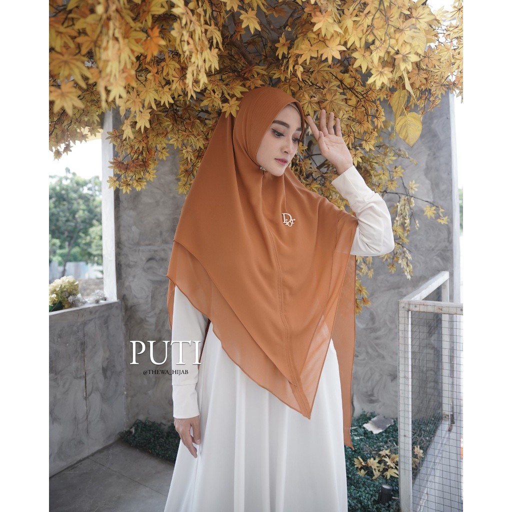 COD THEWA Kerudung/Khimar/Hijab "PUTI x Dior " Jumbo Lancip 2 LAYER CERUTY