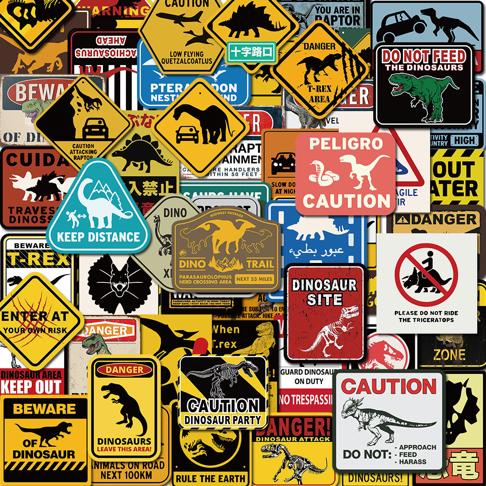 

60PCS Jurassic World Signs Dinosaur Painting Vintage Stickers Plant Luggage Motorcycle Bike Laptop Decals Graffiti Sticker