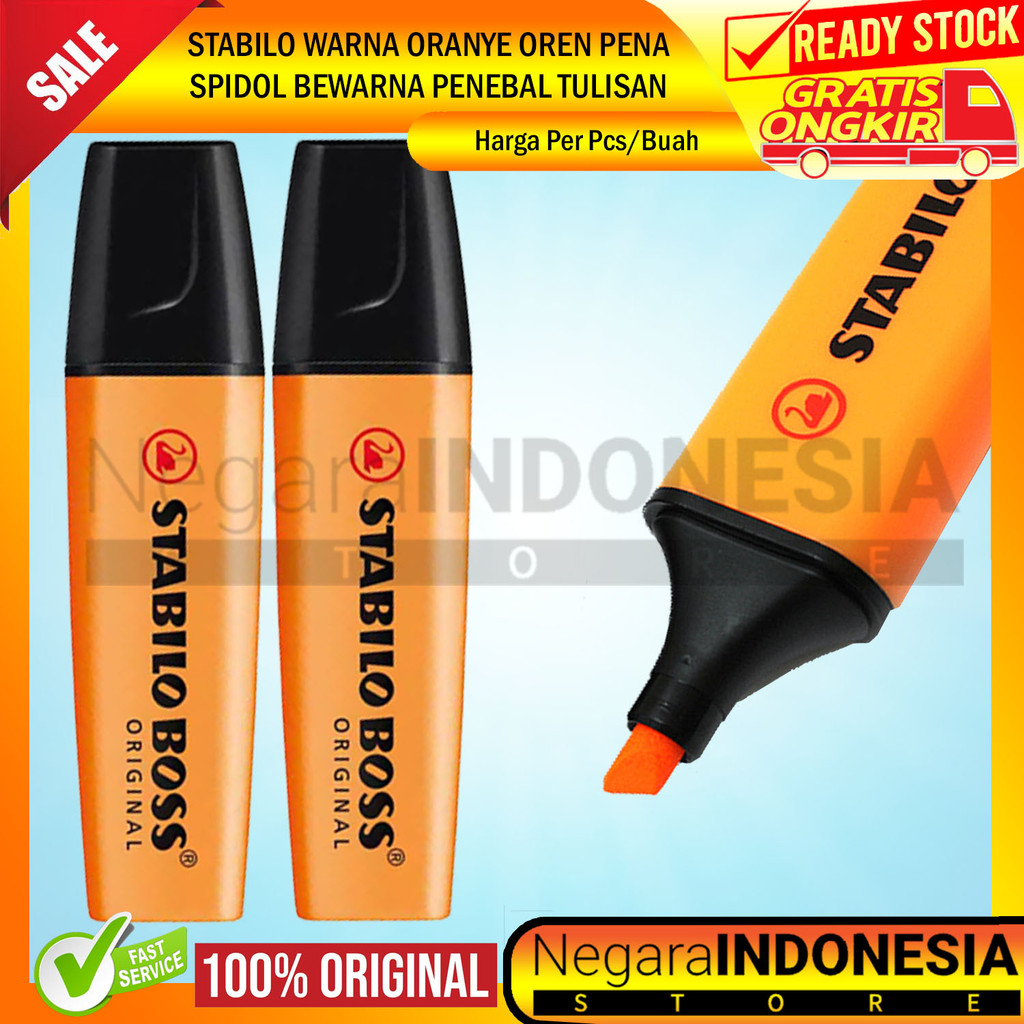 

Spidol Warna Oren Per Pcs Stabilo Oranye Original Boss Plastik Tinta Dokumen Stiker Pena Sorot Pen Alat Tulis Sekolah Kantor Atk Menulis Menggambar Mewarnai Mengoreksi Penebal Tulisan Koreksi Penyorot Highlighter
