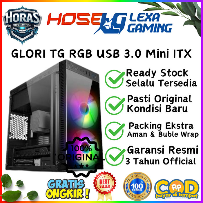 Hose XLG GLORI Black Full Mesh TG USB 3.0 Mini ITX + 2 FAN ARGB + PSU