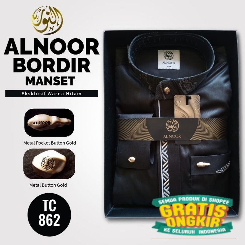 JUBAH IMPORT ALNOOR BORDIR HITAM MANSET DEWASA | REMAJA/ COD lebaran ramadhan