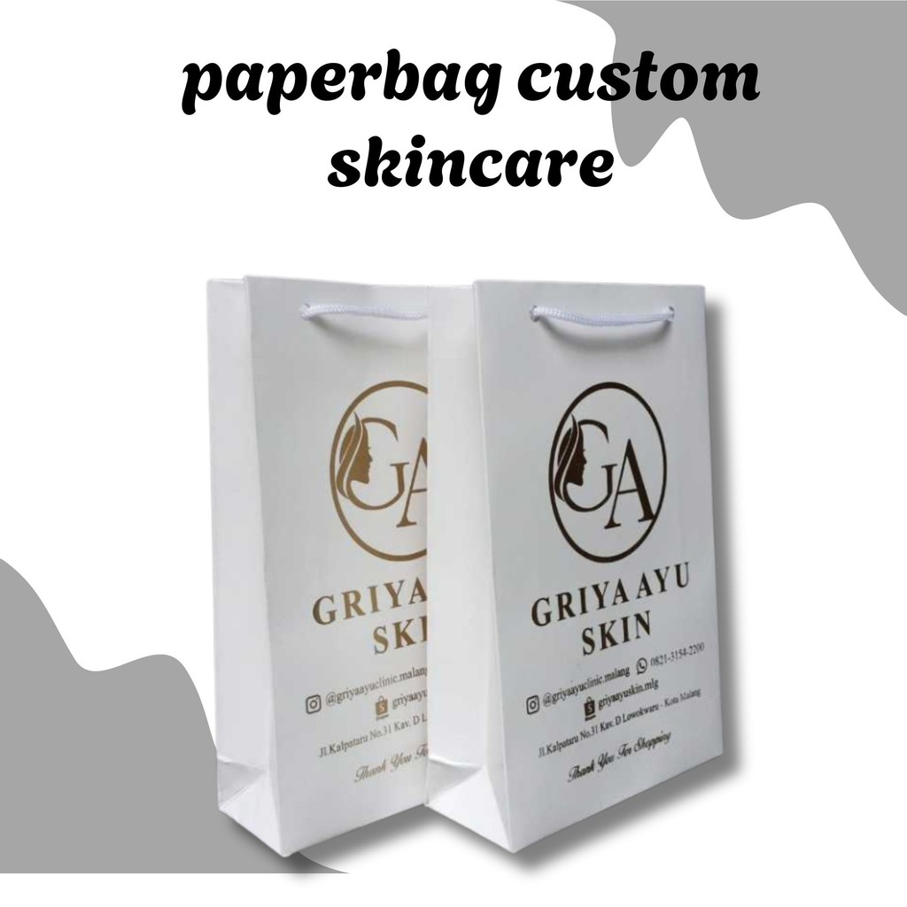 

Paperbag Skincare Custom Free Desain Bahan Ivory Dengan Sablon